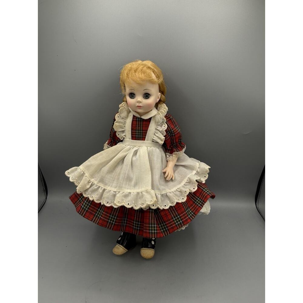 Madame Alexander McGuffey Ana Doll 14” Red Plaid Dress Braids Hat